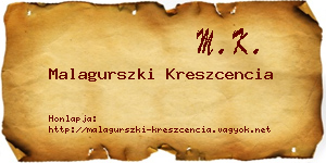 Malagurszki Kreszcencia névjegykártya